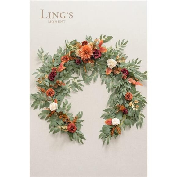 Moment Terracotta Flower Garland - 6FT Eucalyptus & Rose -Sweetheart Table Decor - Picture 5 of 6